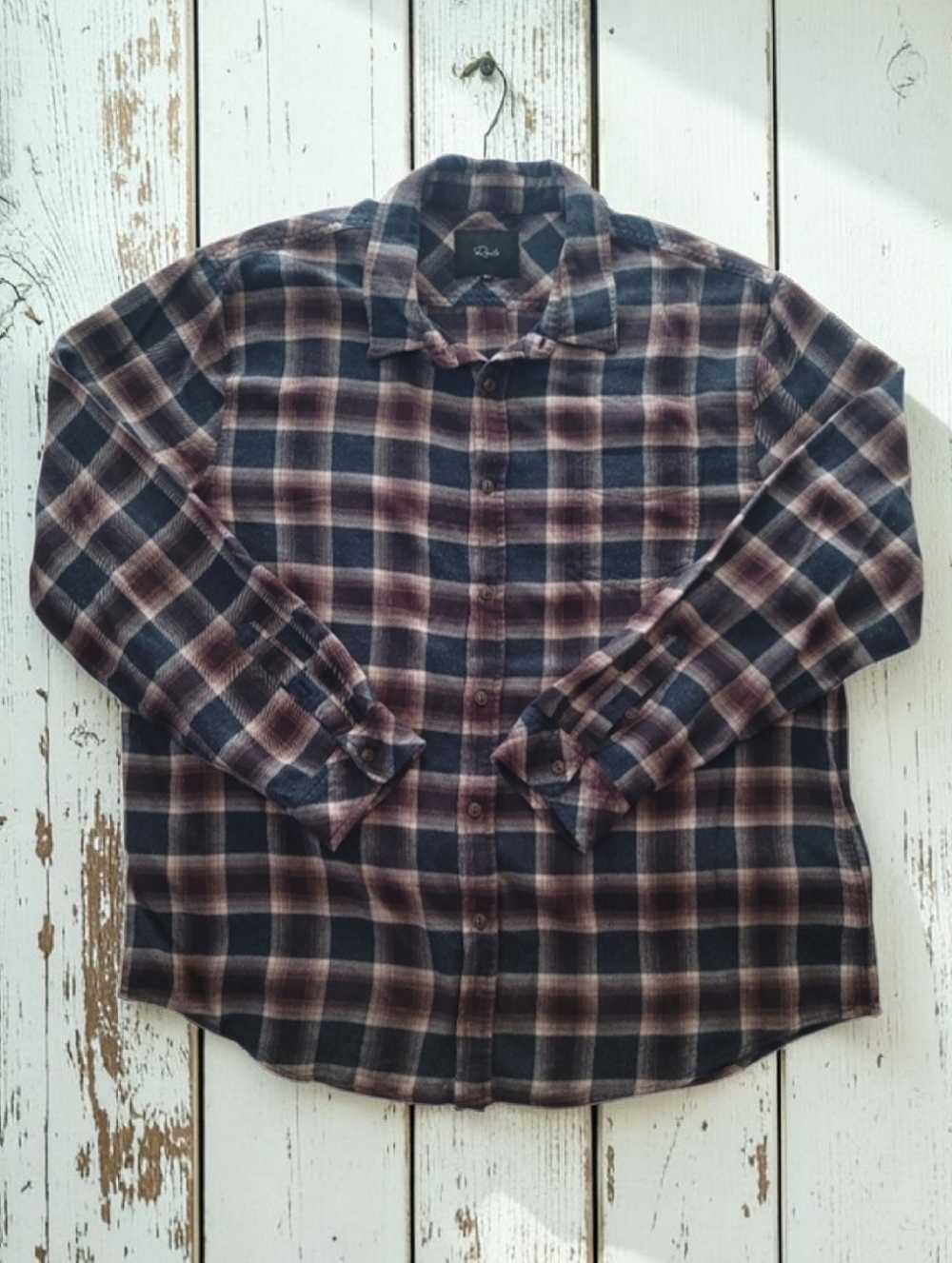 Rails Lennox Plaid Flannel Shirt XXL Navy Red Cream Mens Button Down Soft EUC